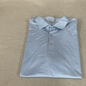 Peter Millar Classic Blue and White Polo Shirt